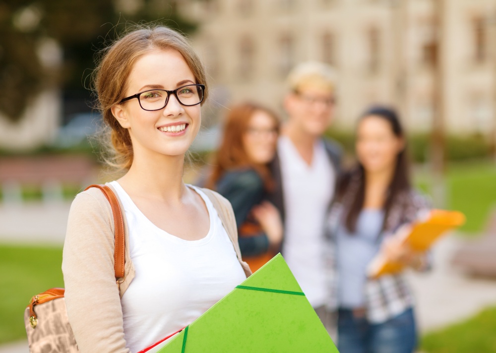 summer holidays, education, campus and teenage concept – smiling