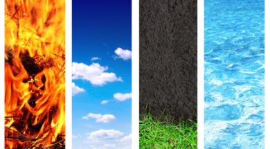 Collection of banner with nature elements – water; ground; air a